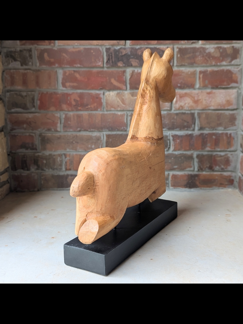 Pottery Barn Horse Equine Carved Wood Sculpture Primitive Farmhouse Decor Rustic - Picture 6 of 9